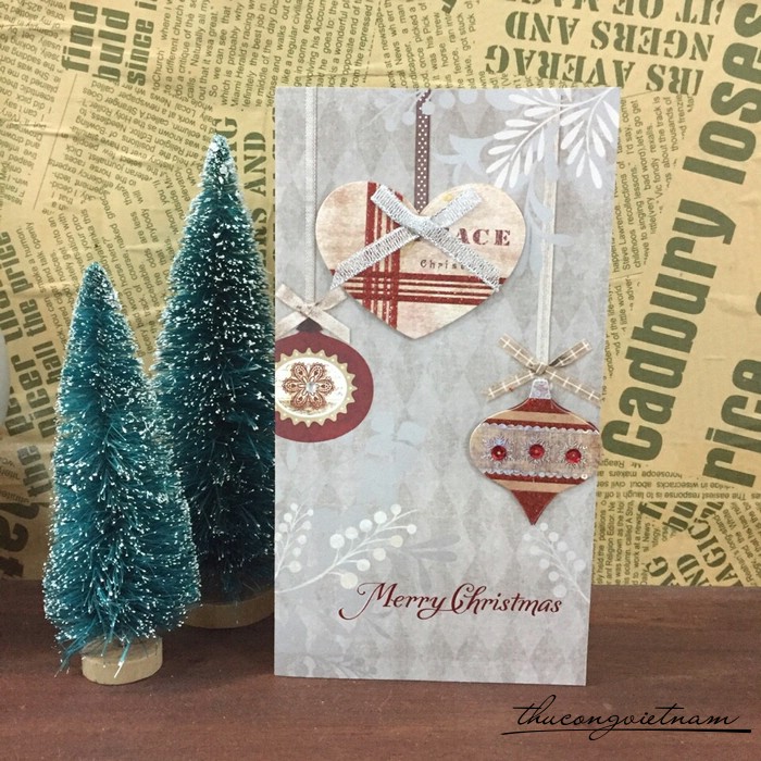 Thiệp Merry Christmas trái tim